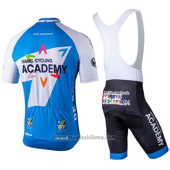 2018 Abbigliamento Ciclismo Israel Cycling Academy Bianco e Blu Manica Corta e Salopette